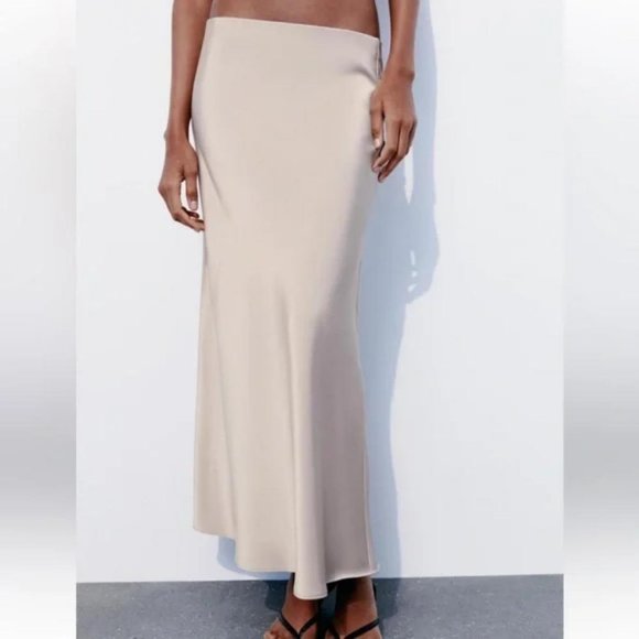 ZARA SATIN EFFECT MIDI SKIRT - Picture 5 of 5